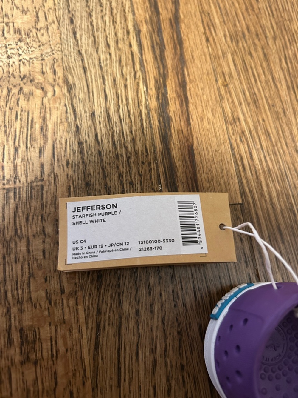 Native Jefferson Kids Shoes C4 Purple NWT Lightweight Slip-On - Picture 7 of 7